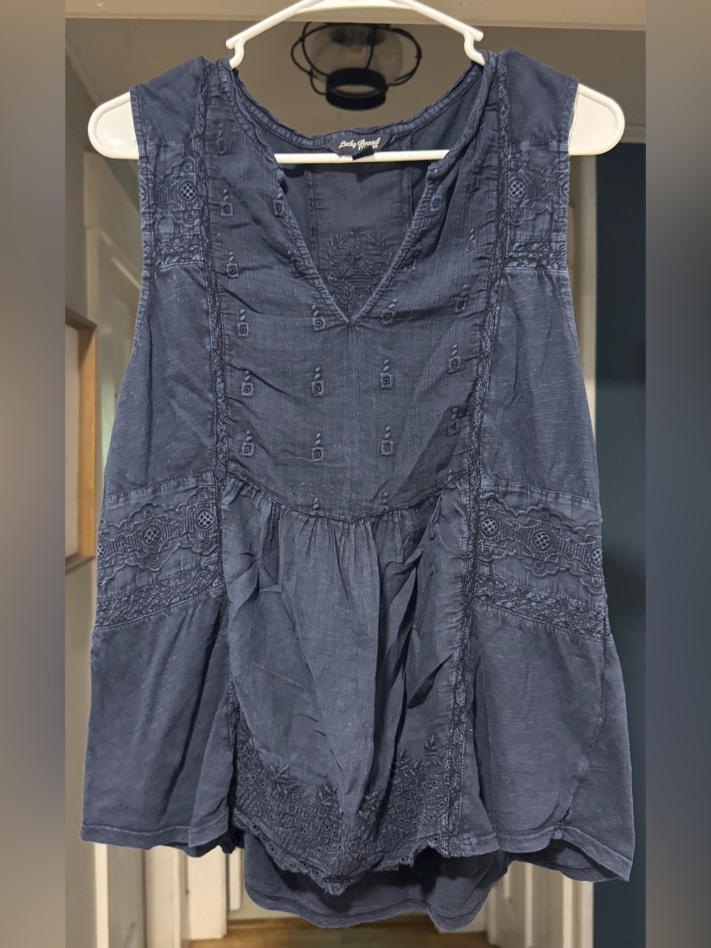 Lucky Brand Embroidered V-Neck Sleeveless Top